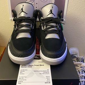 Jordan retro 3 tinker black cement